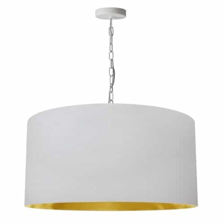 Dainolite 1Lt Braxton Large Pendant, Wht/Gld Shade, Wht BXN-L-WH-692